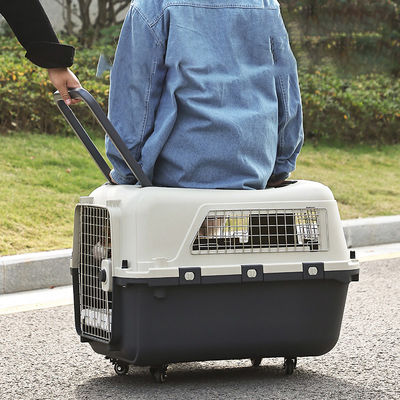 安全なダブルドアデザイン 猫犬 荷物 旅行用ケース 輪と超大きなスペース