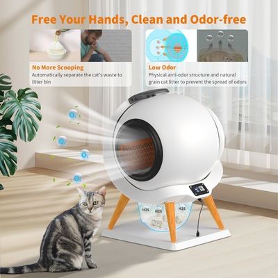 ODMデザインのための木製家具に包まれた大きな自己清潔猫トイレのトレイ