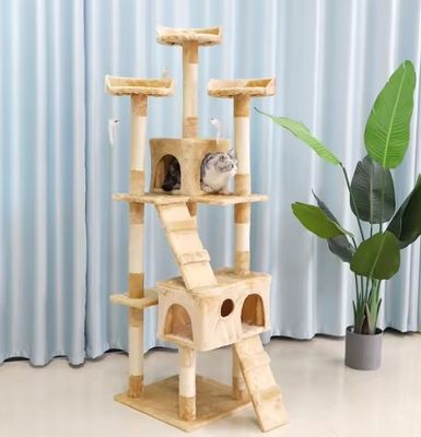 ODM デザイン 豪華 天然木 ペット 家具 木製の大猫のための大きな登山猫 木製の大猫 2色 シサルロープ