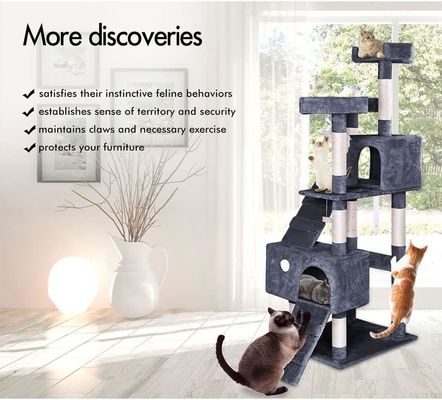 ODM デザイン 豪華 天然木 ペット 家具 木製の大猫のための大きな登山猫 木製の大猫 2色 シサルロープ