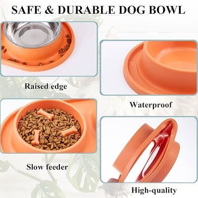 犬と猫のための不流しシリコンパッド ダブルボウル ステンレス鋼 スローフィッダー