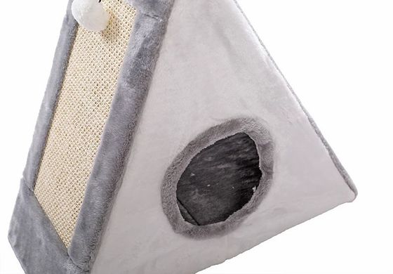 猫家具 ペットハウス プルーシュ 三角形 猫のベッド 猫の巣 暖かい 柔らかい 折りたたみ 可愛い 犬