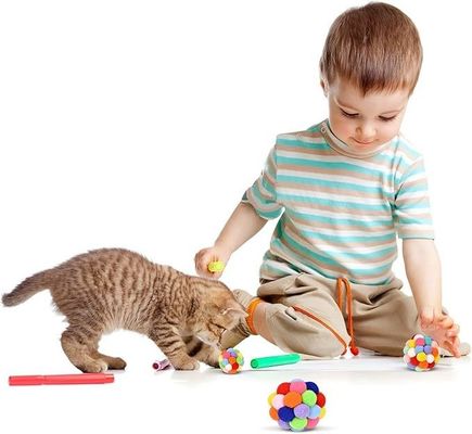 人気 鮮やかな 手作り ボンチボール キットン 玩具 プルーシュ ベルボール プラネット ボール 猫 玩具