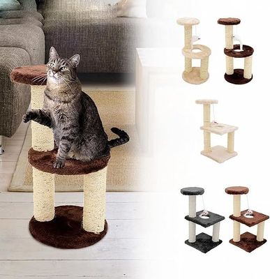 ODM デザイン 猫家具 ベージュ チップボード シサル柱とプラシュハムック付きのクライミングツリー