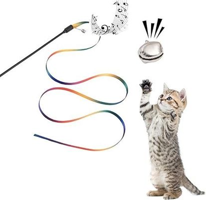インタラクティブな猫のおもちゃ クラシックレインボーロープ 猫と子猫の練習用の猫ティザースティック