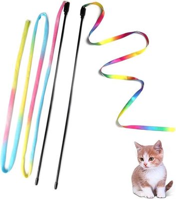 インタラクティブな猫のおもちゃ クラシックレインボーロープ 猫と子猫の練習用の猫ティザースティック