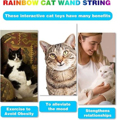 インタラクティブな猫のおもちゃ クラシックレインボーロープ 猫と子猫の練習用の猫ティザースティック