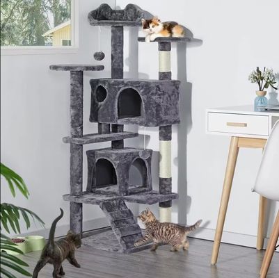 楽しい遊び ペット 玩具 猫 木 頑丈 な 掻き立て 柱 と 大きな 登り 枠