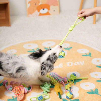 犬用玩具 7PC ペット用歯磨きとインタラクティブな楽しみのための編みついたロープ用玩具セット