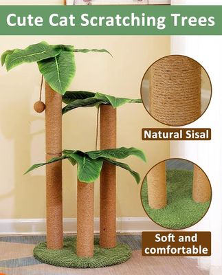 猫家具 ペットハウス 高さ80cm 天然シサル 猫の木 球と3本の柱