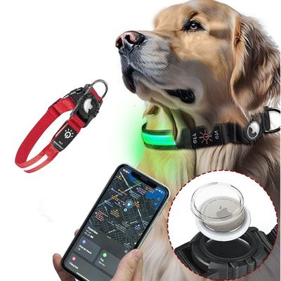 反射型PVCシリコン 防水犬襟 追跡ホルダー付き エアタグ ペット用 GPS LED犬襟