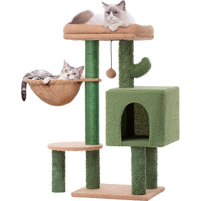 木製 モダンキャット シサル スクラッチャー カクタス ハンマックとスクラッシングポストの猫の木
