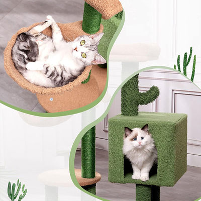 木製 モダンキャット シサル スクラッチャー カクタス ハンマックとスクラッシングポストの猫の木