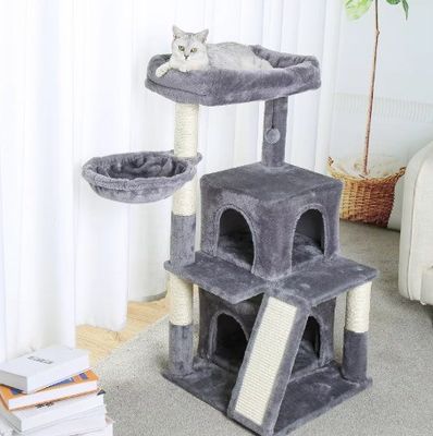 楽しい遊び機能 カスタマイズされたロゴ 環境に優しい 木灰色 SISAL猫塔 屋内猫用