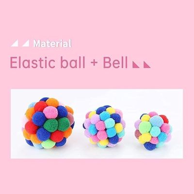 優れているペット キャットボール トイ カラフル ハンドメイド ベル ボンチボール キャットニップ インタラクティブ トイ