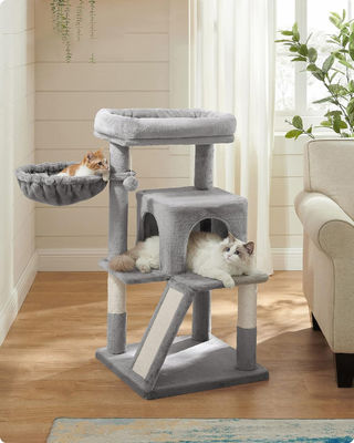 持続可能 ライトグレーの猫の木 玩具の猫塔 コンドミニアム 猫の家