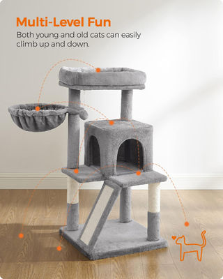 持続可能 ライトグレーの猫の木 玩具の猫塔 コンドミニアム 猫の家