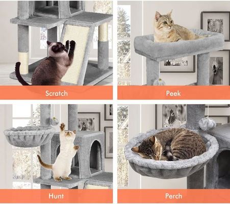 持続可能 ライトグレーの猫の木 玩具の猫塔 コンドミニアム 猫の家