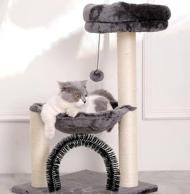 毛布猫塔 猫の木 掻き立て 玩具活動センター 灰色の猫の遊び時間