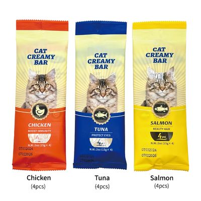 新鮮な肉 スナック 猫のストライプ 健康保護のための3つの味のトウナガイネの水分補給パック