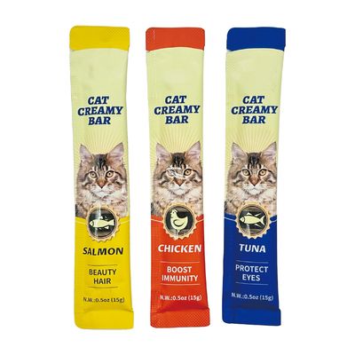 新鮮な肉 スナック 猫のストライプ 健康保護のための3つの味のトウナガイネの水分補給パック