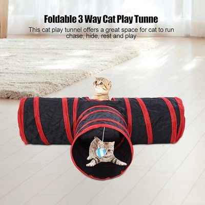 安全で耐久性のある 折りたたむペットトンネル ポリエステル 拡張性猫遊びテント インタラクティブなおもちゃ