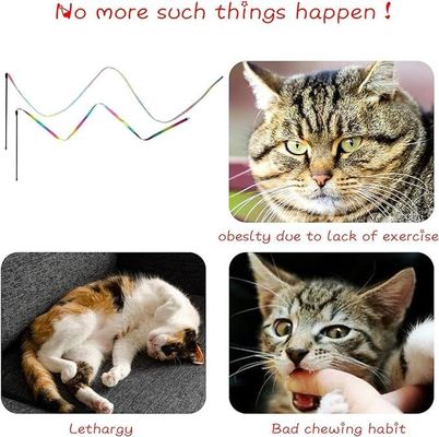 多彩織物 猫のティザースティック 歯科機能が簡単な持続可能なトレーニングおもちゃ