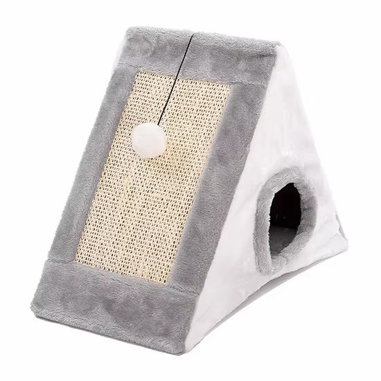 猫家具 ペットハウス プルーシュ 三角形 猫のベッド 猫の巣 暖かい 柔らかい 折りたたみ 可愛い 犬