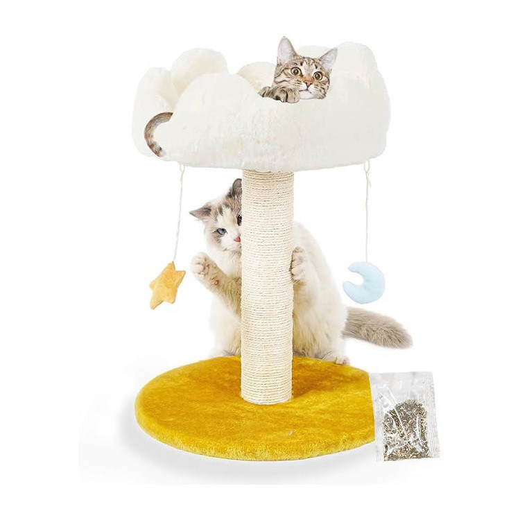 室内 ペットハウス 自然 シサル 掻き猫 木 暖かい ふわふわ 白い 雲 ベッド
