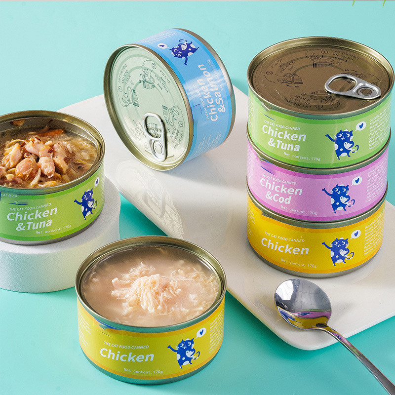 85g 170gの缶詰食品で 消化器の健康のための本物の天然の混合味の猫のトリートメント