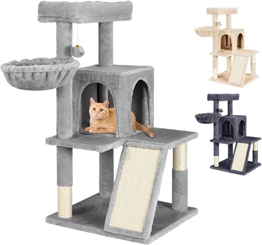 楽しい遊び機能 カスタマイズされたロゴ 環境に優しい 木灰色 SISAL猫塔 屋内猫用